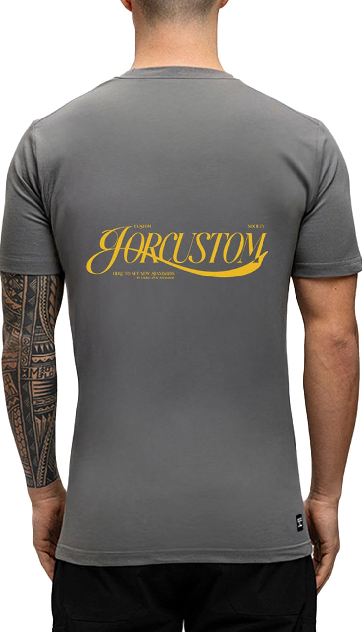 JORCUSTOM Script Slim Fit T-Shirt Antracite Grijs