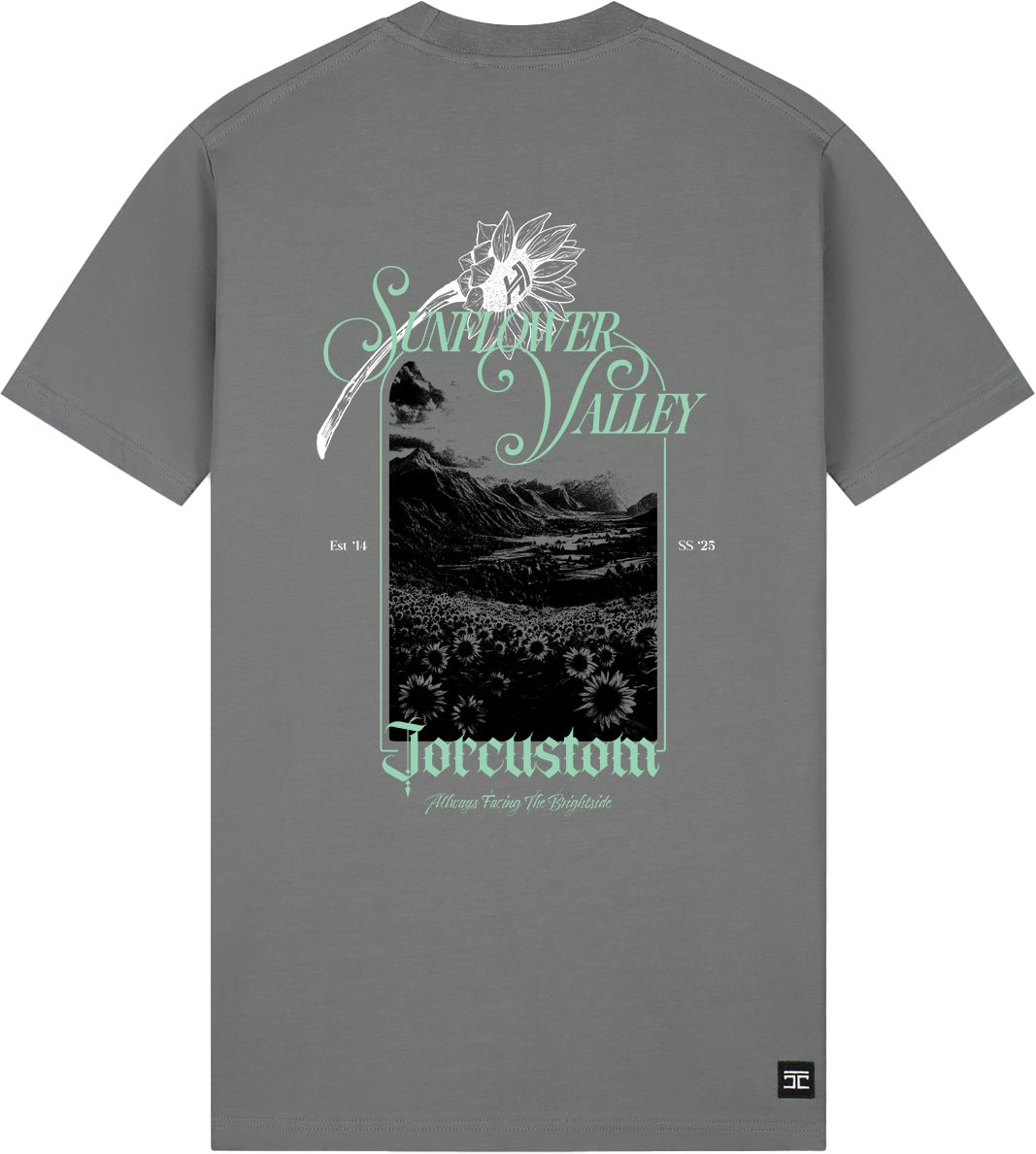 JORCUSTOM Sunflower Slim Fit T-Shirt Antracit Grijs