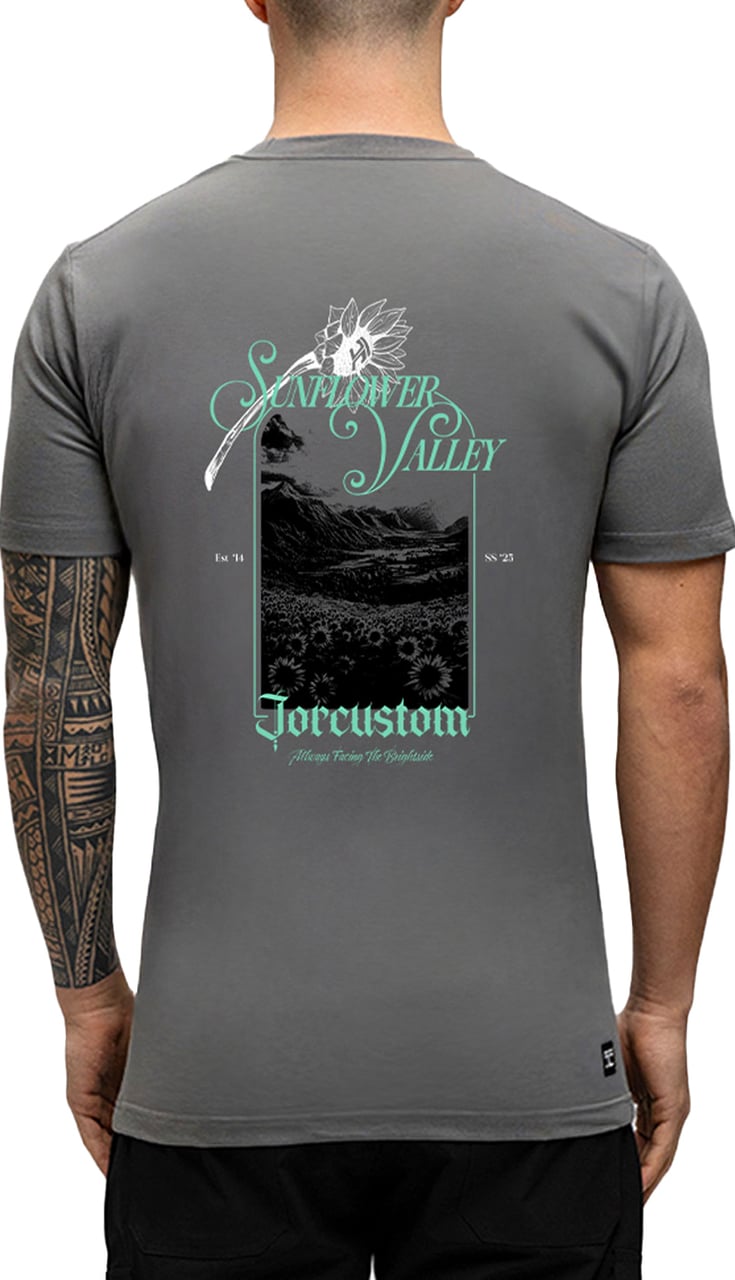 JORCUSTOM Sunflower Slim Fit T-Shirt Antracit Grijs