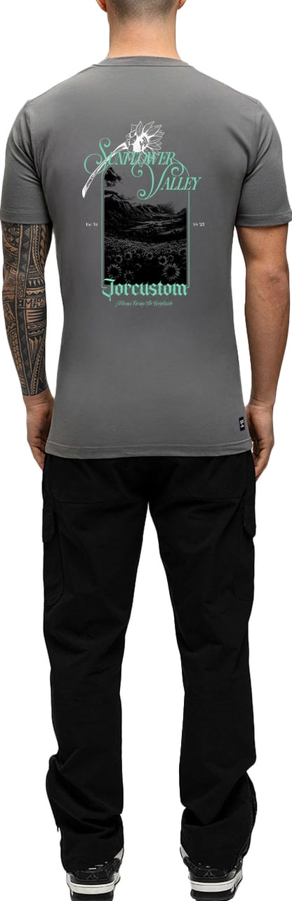 JORCUSTOM Sunflower Slim Fit T-Shirt Antracit Grijs