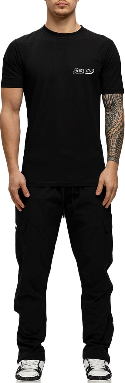 JORCUSTOM Script Slim Fit T-Shirt Black Zwart