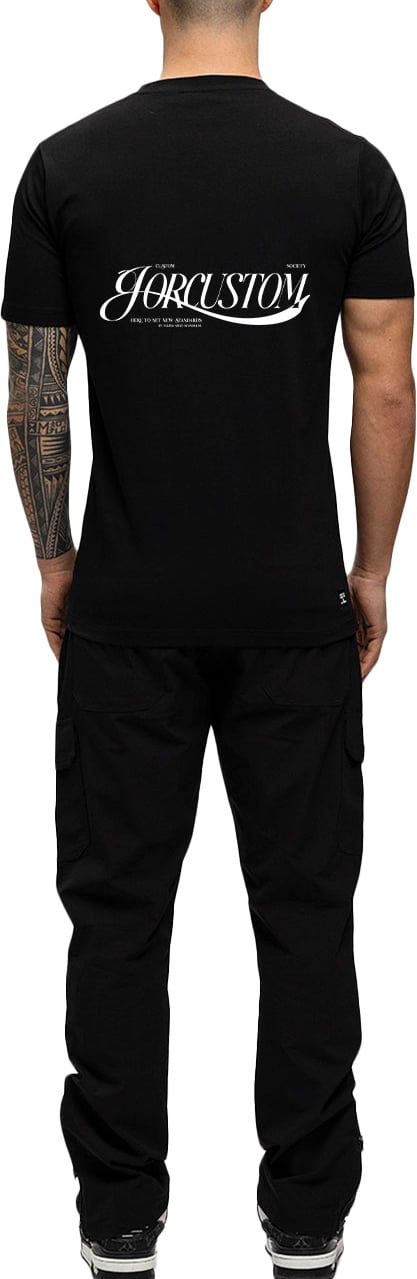 JORCUSTOM Script Slim Fit T-Shirt Black Zwart