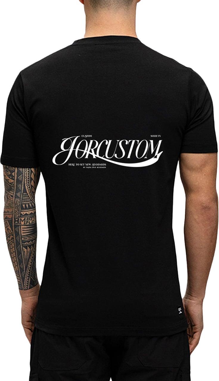 JORCUSTOM Script Slim Fit T-Shirt Black Zwart
