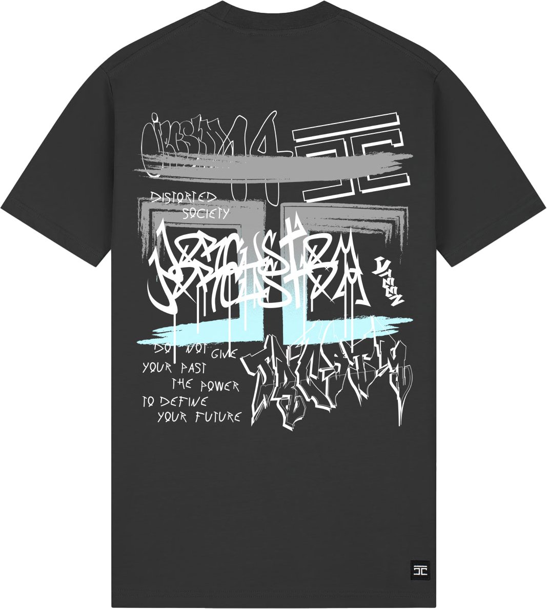 JORCUSTOM Graffiti Slim Fit T-Shirt DarkGrey Grijs