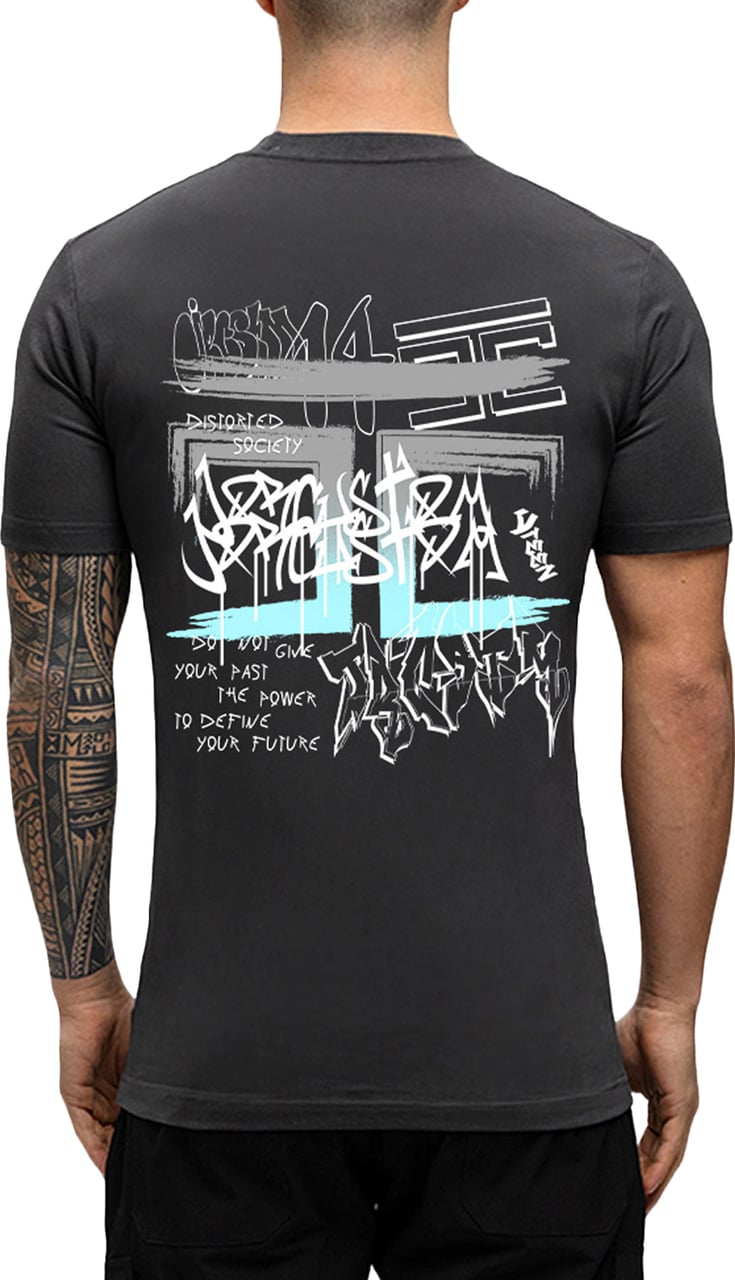 JORCUSTOM Graffiti Slim Fit T-Shirt DarkGrey Grijs