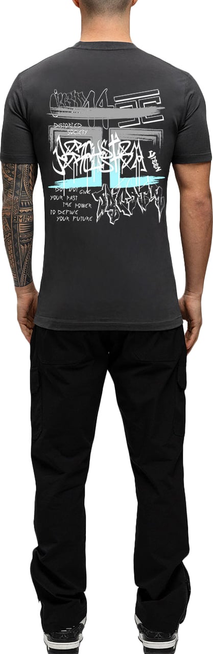 JORCUSTOM Graffiti Slim Fit T-Shirt DarkGrey Grijs