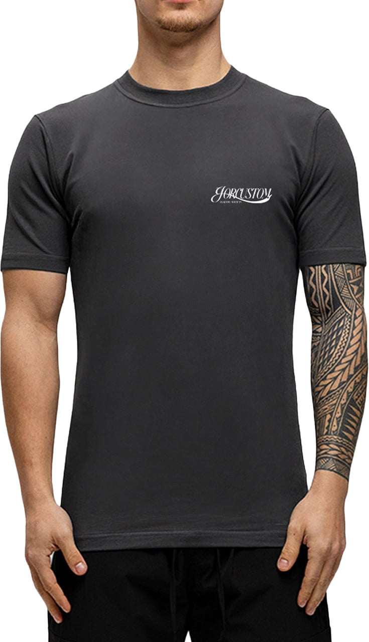 JORCUSTOM Script Slim Fit T-Shirt DarkGrey Grijs