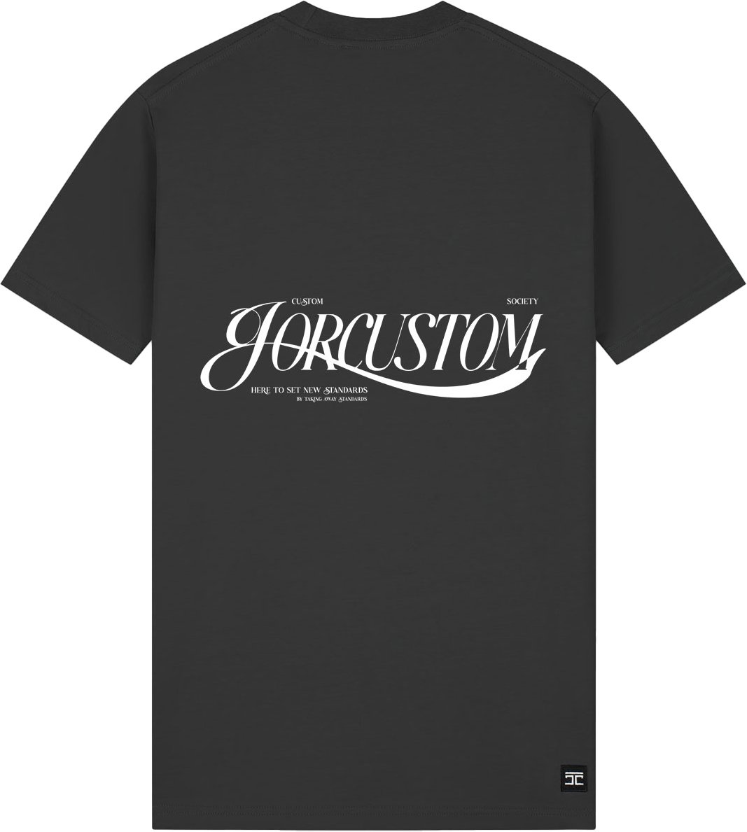 JORCUSTOM Script Slim Fit T-Shirt DarkGrey Grijs