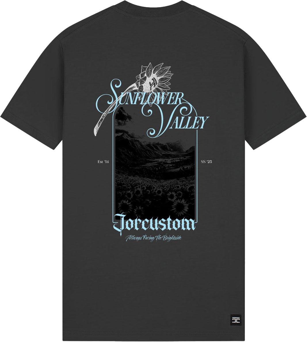 JORCUSTOM Sunflower Slim Fit T-Shirt DarkGrey Grijs