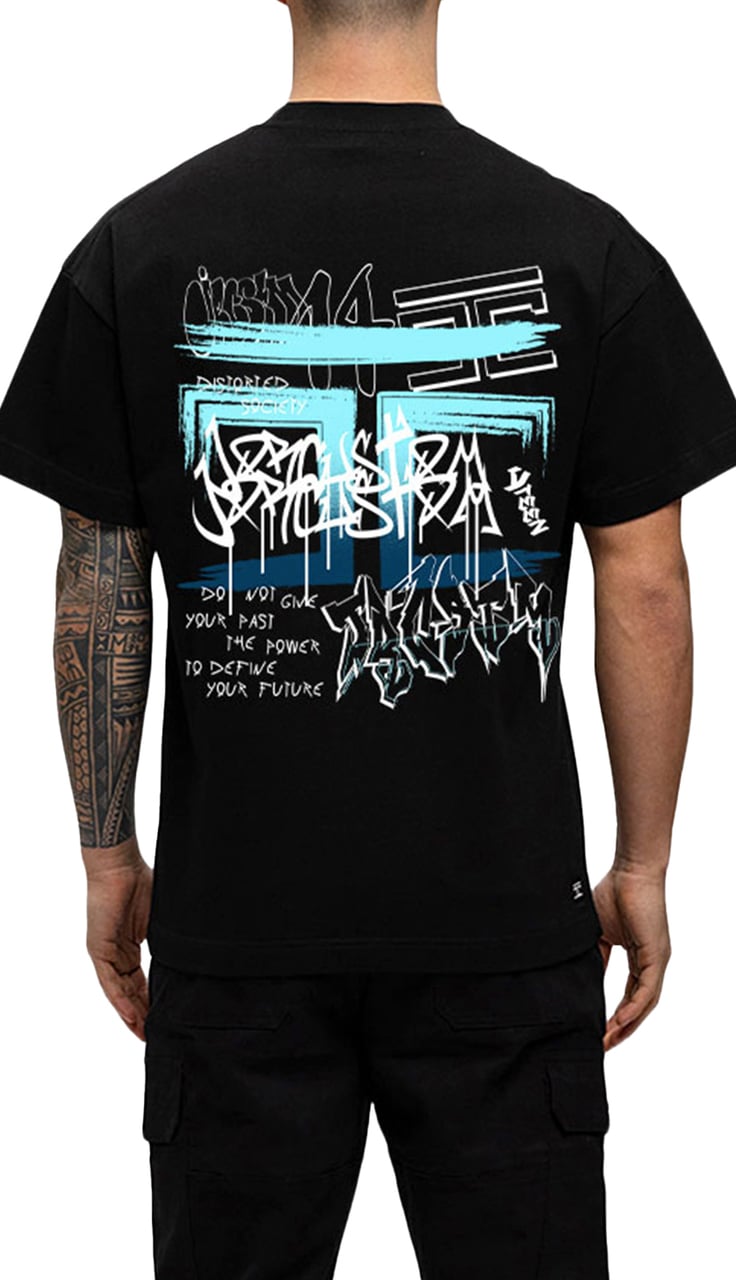 JORCUSTOM Graffiti Loose Fit T-Shirt Black Zwart