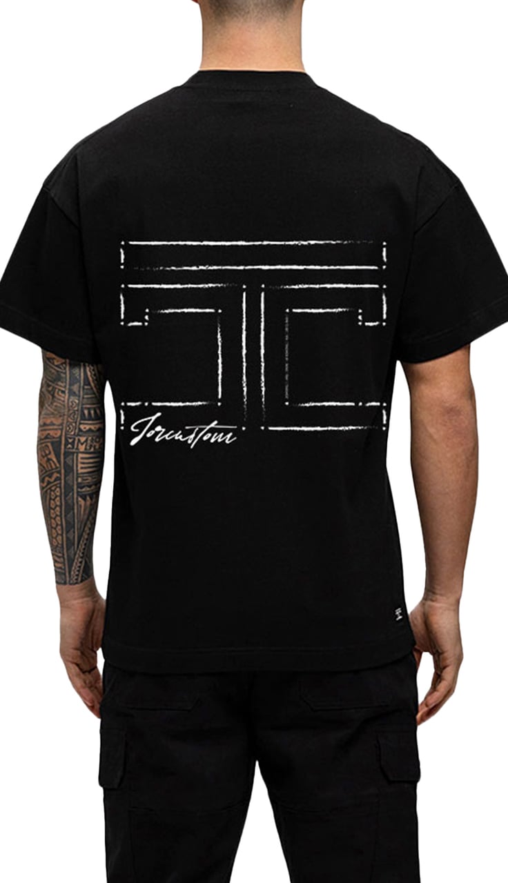 JORCUSTOM Outline Loose Fit T-Shirt Black Zwart