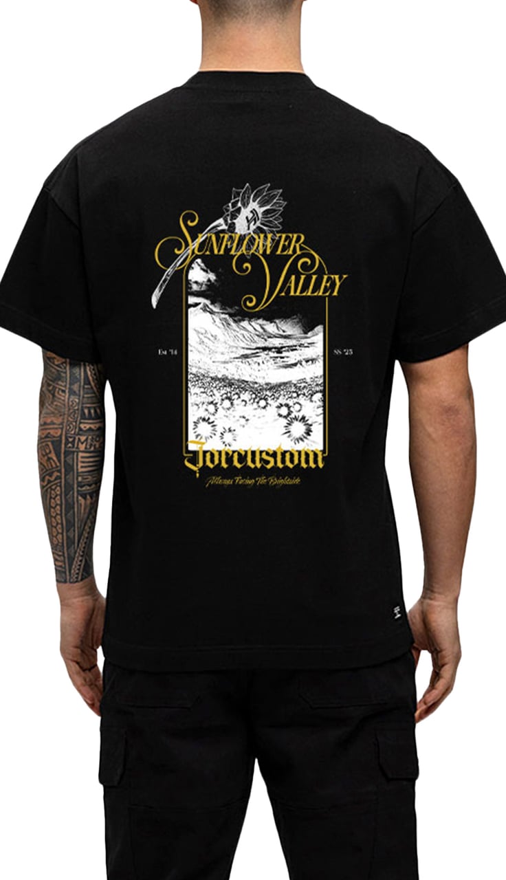 JORCUSTOM Sunflower Loose Fit T-Shirt Black Zwart