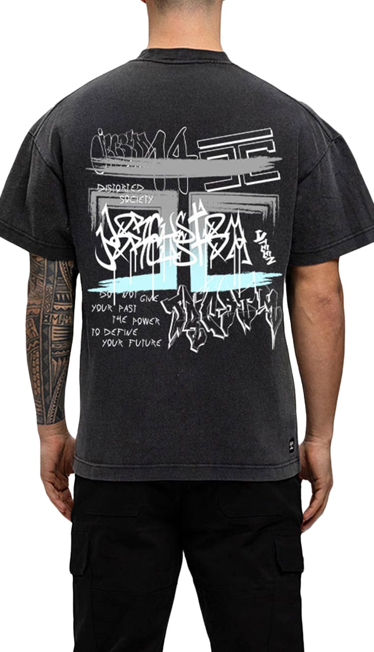 JORCUSTOM Graffiti Loose Fit T-Shirt AcidGrey Grijs