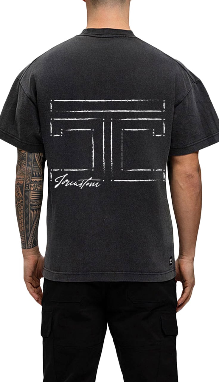 JORCUSTOM Outline Loose Fit T-Shirt AcidGrey Grijs