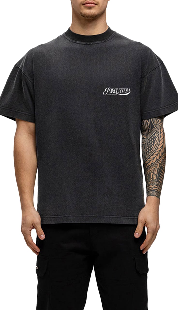 JORCUSTOM Script Loose Fit T-Shirt AcidGrey Grijs
