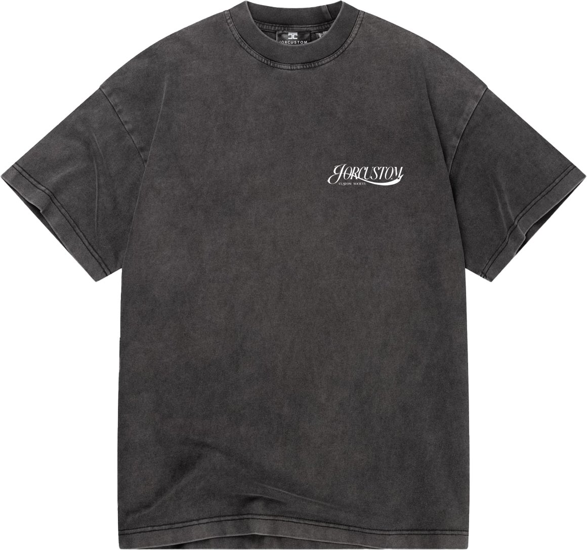 JORCUSTOM Script Loose Fit T-Shirt AcidGrey Grijs
