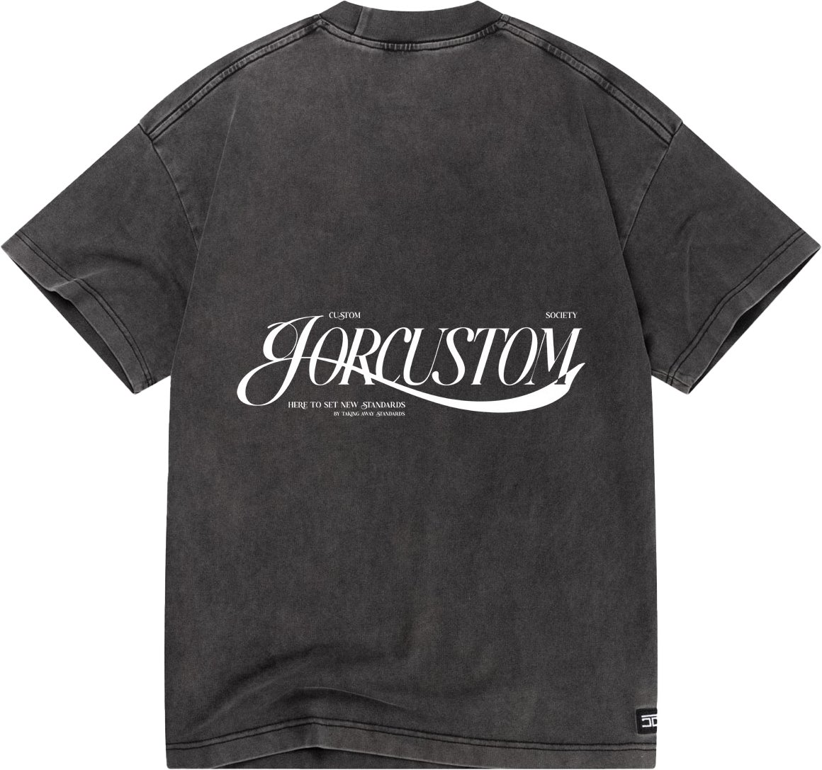 JORCUSTOM Script Loose Fit T-Shirt AcidGrey Grijs