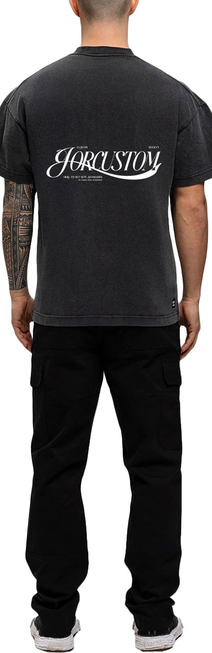 JORCUSTOM Script Loose Fit T-Shirt AcidGrey Grijs