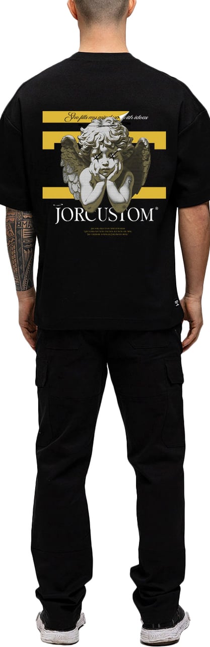 JORCUSTOM AngelTwo Oversized T-Shirt Black Zwart