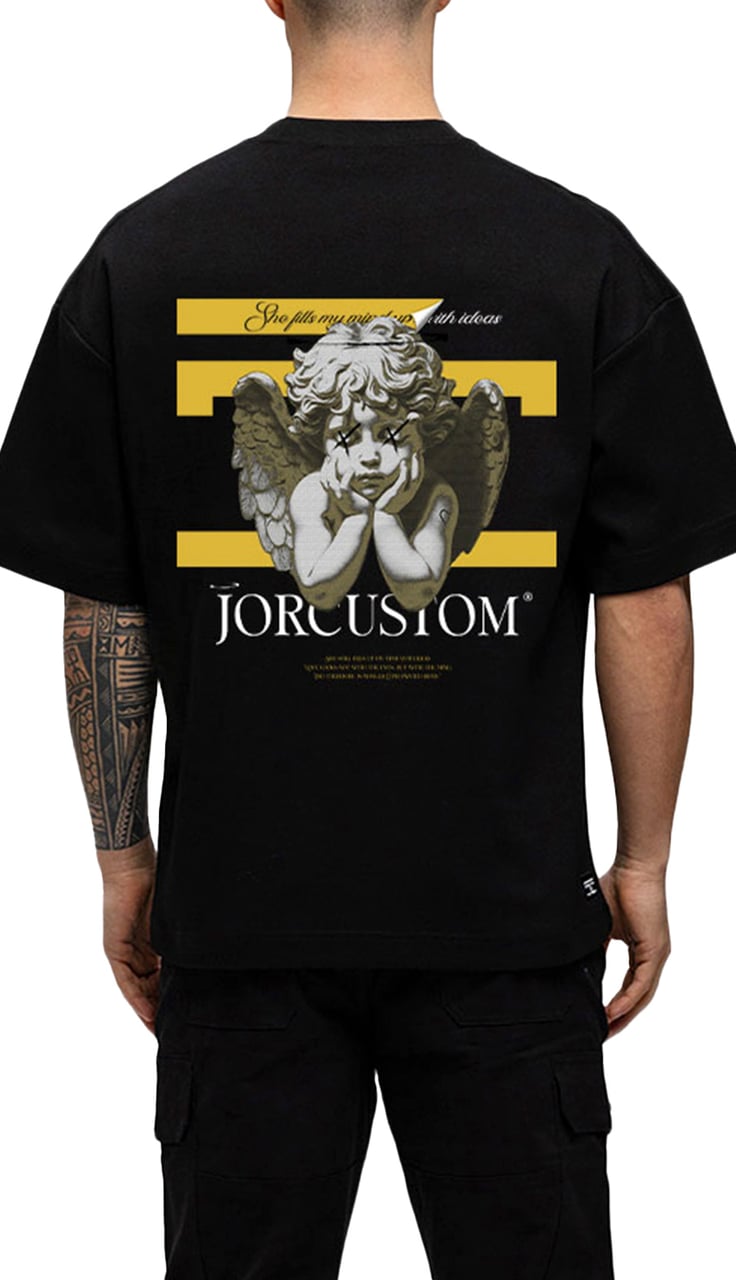 JORCUSTOM AngelTwo Oversized T-Shirt Black Zwart