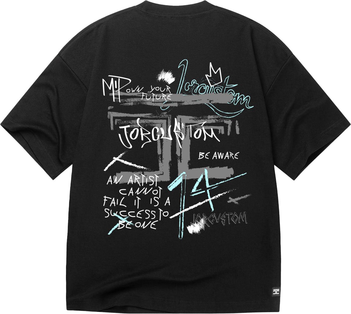 JORCUSTOM Artist Oversized T-Shirt Black Zwart