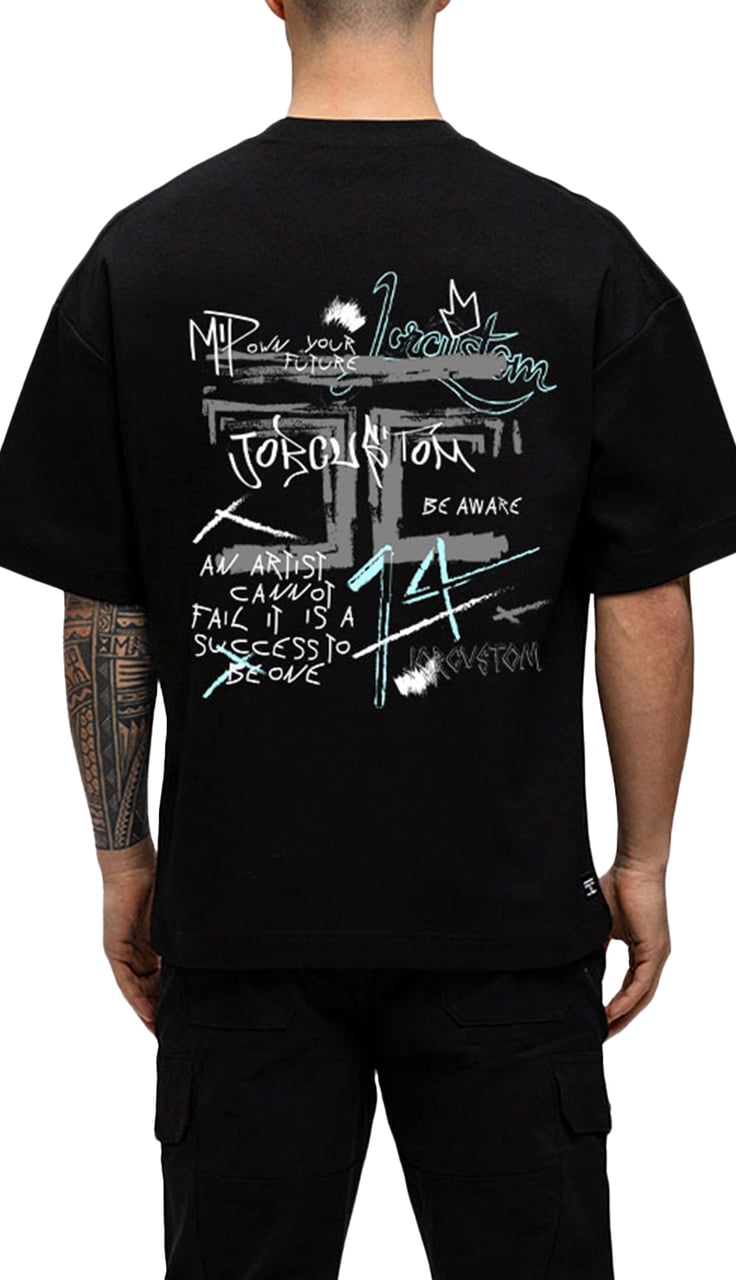 JORCUSTOM Artist Oversized T-Shirt Black Zwart