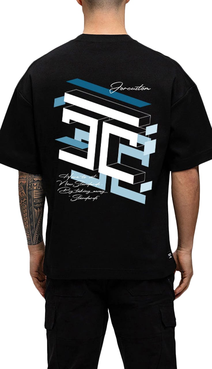 JORCUSTOM Assembly Oversized T-Shirt Black Zwart