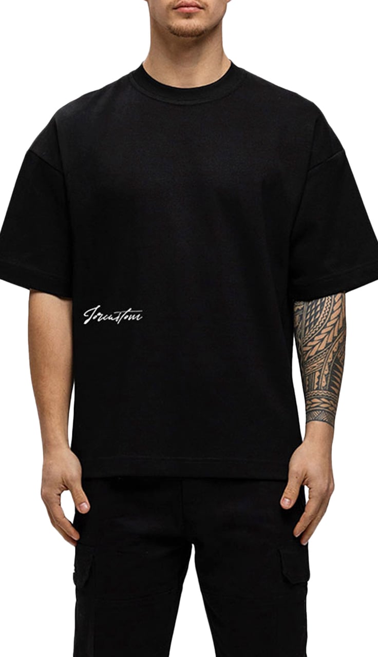 JORCUSTOM Outline Oversized T-Shirt Black Zwart