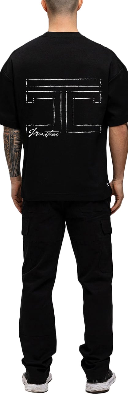 JORCUSTOM Outline Oversized T-Shirt Black Zwart