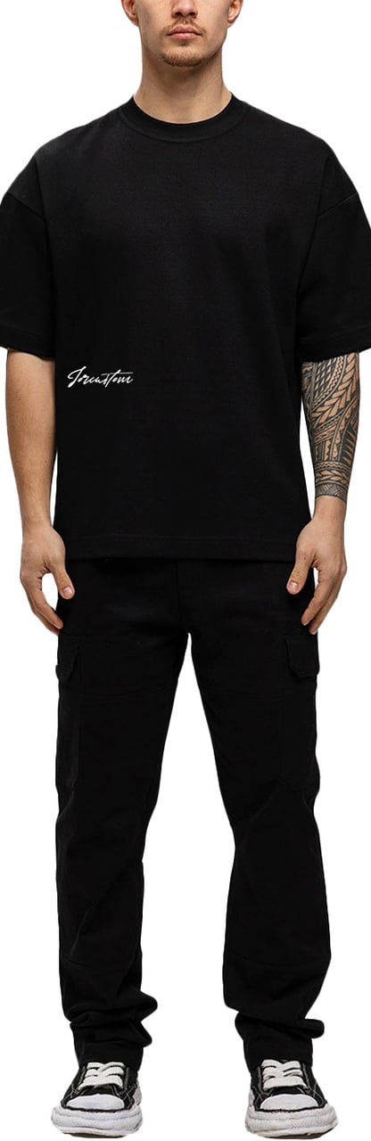 JORCUSTOM Outline Oversized T-Shirt Black Zwart