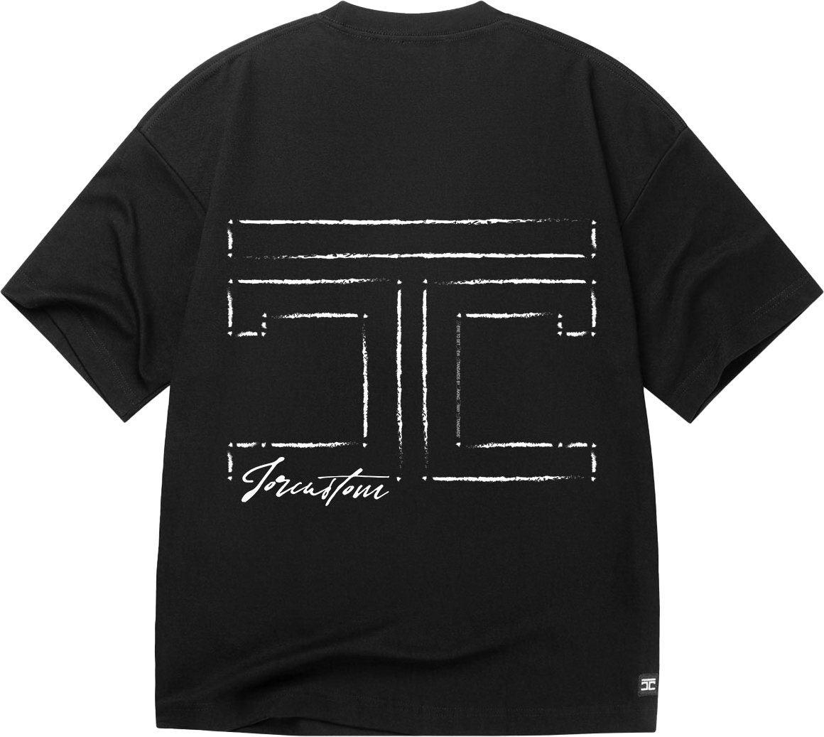 JORCUSTOM Outline Oversized T-Shirt Black Zwart