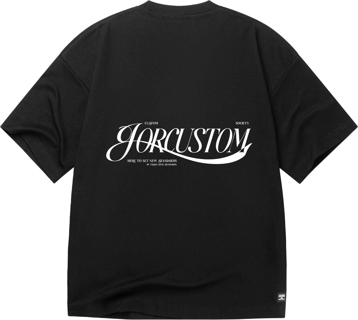 JORCUSTOM Script Oversized T-Shirt Black Zwart