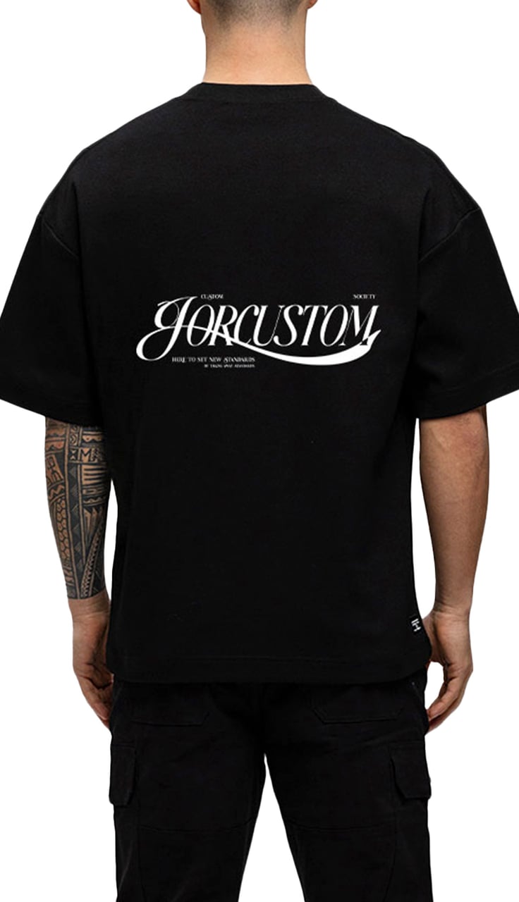 JORCUSTOM Script Oversized T-Shirt Black Zwart