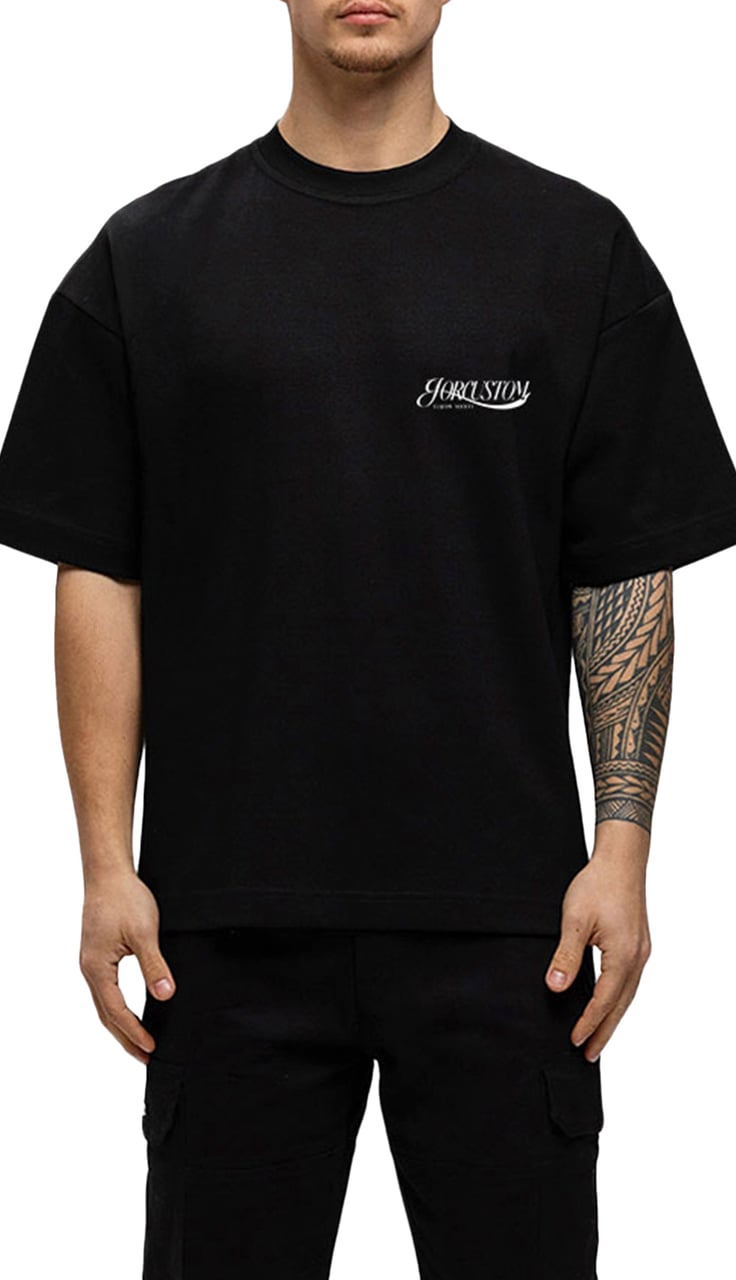 JORCUSTOM Script Oversized T-Shirt Black Zwart