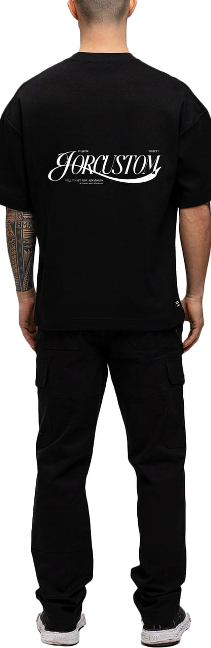 JORCUSTOM Script Oversized T-Shirt Black Zwart