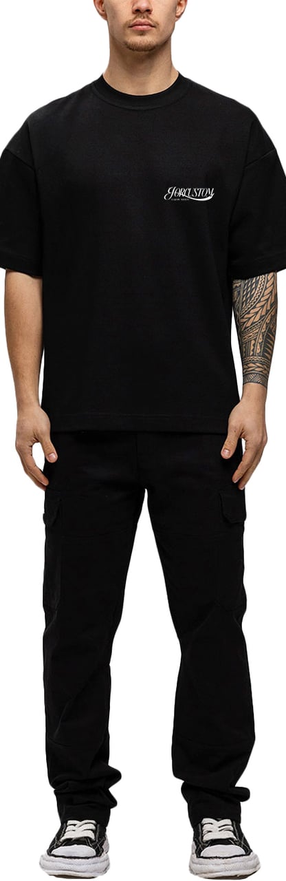 JORCUSTOM Script Oversized T-Shirt Black Zwart