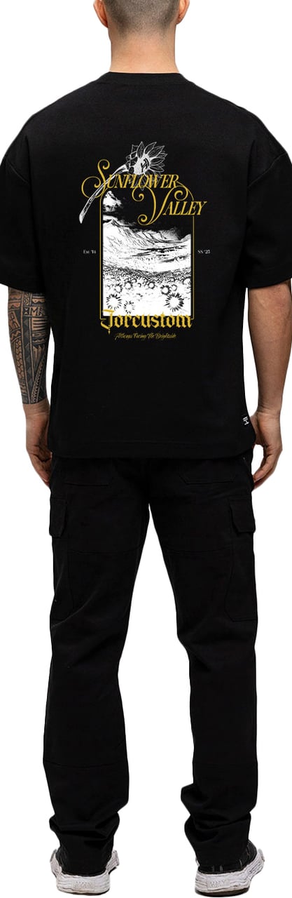 JORCUSTOM Sunflower Oversized T-Shirt Black Zwart
