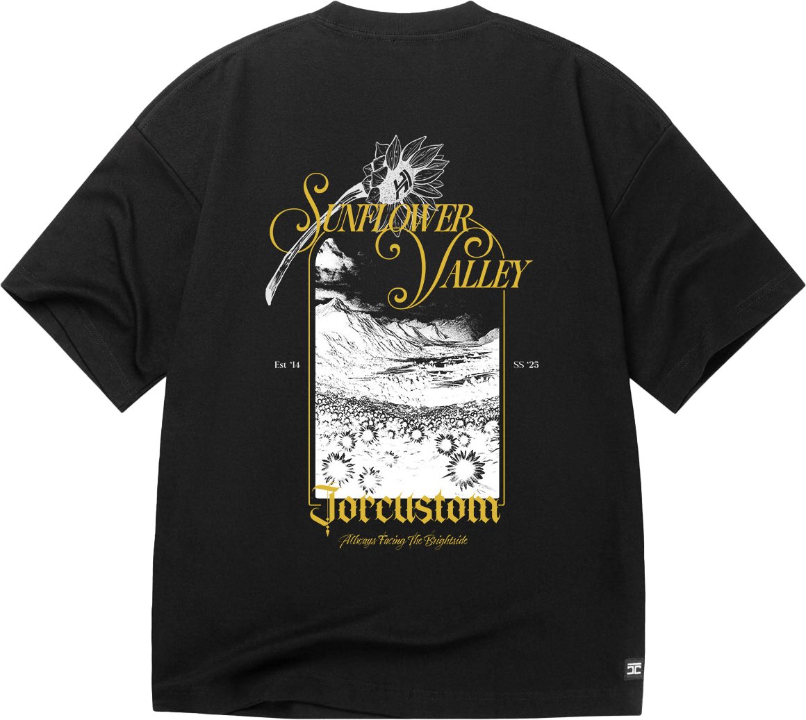 JORCUSTOM Sunflower Oversized T-Shirt Black Zwart
