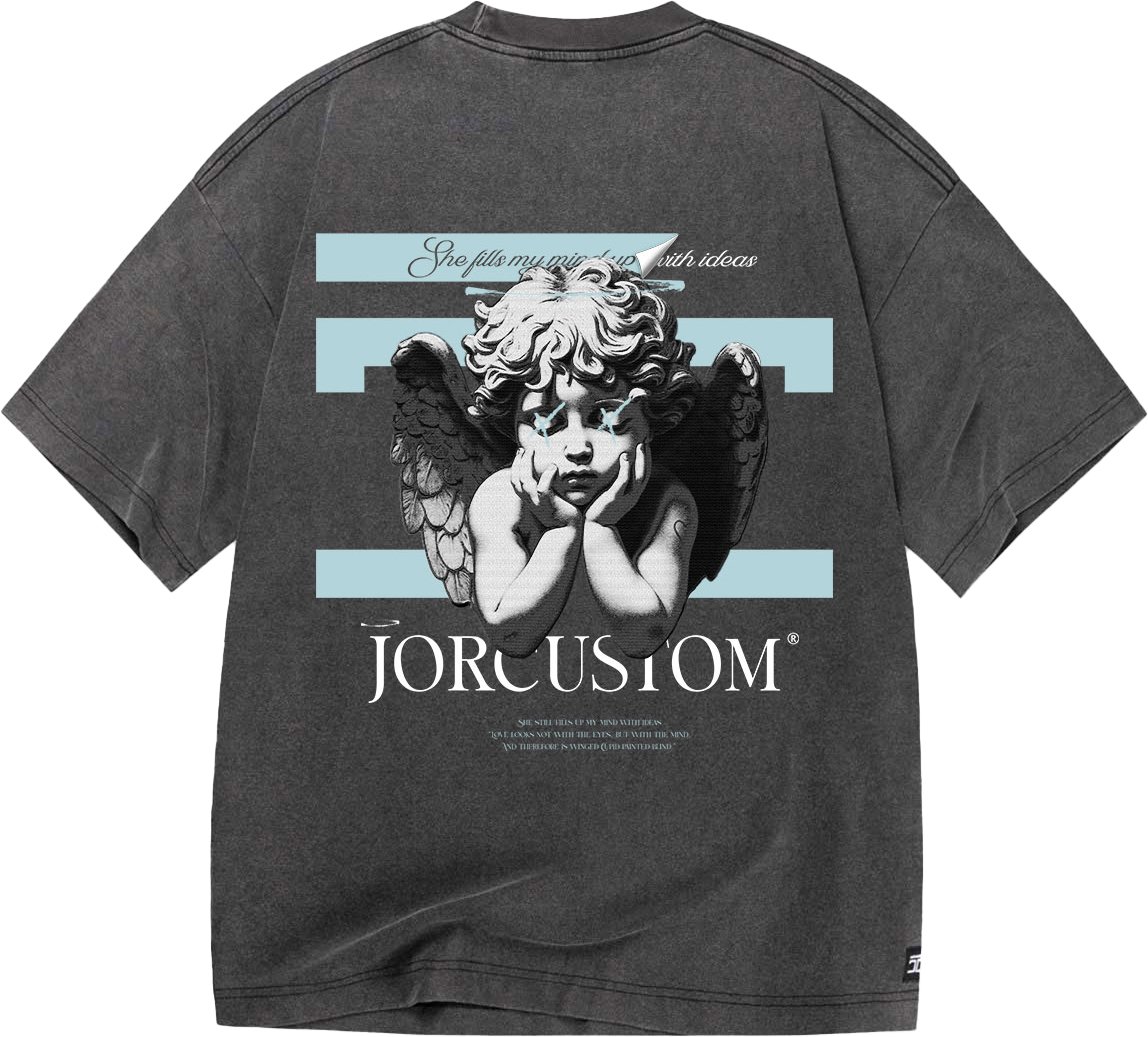 JORCUSTOM AngelTwo Oversized T-Shirt AcidGrey Grijs