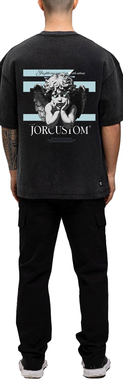 JORCUSTOM AngelTwo Oversized T-Shirt AcidGrey Grijs