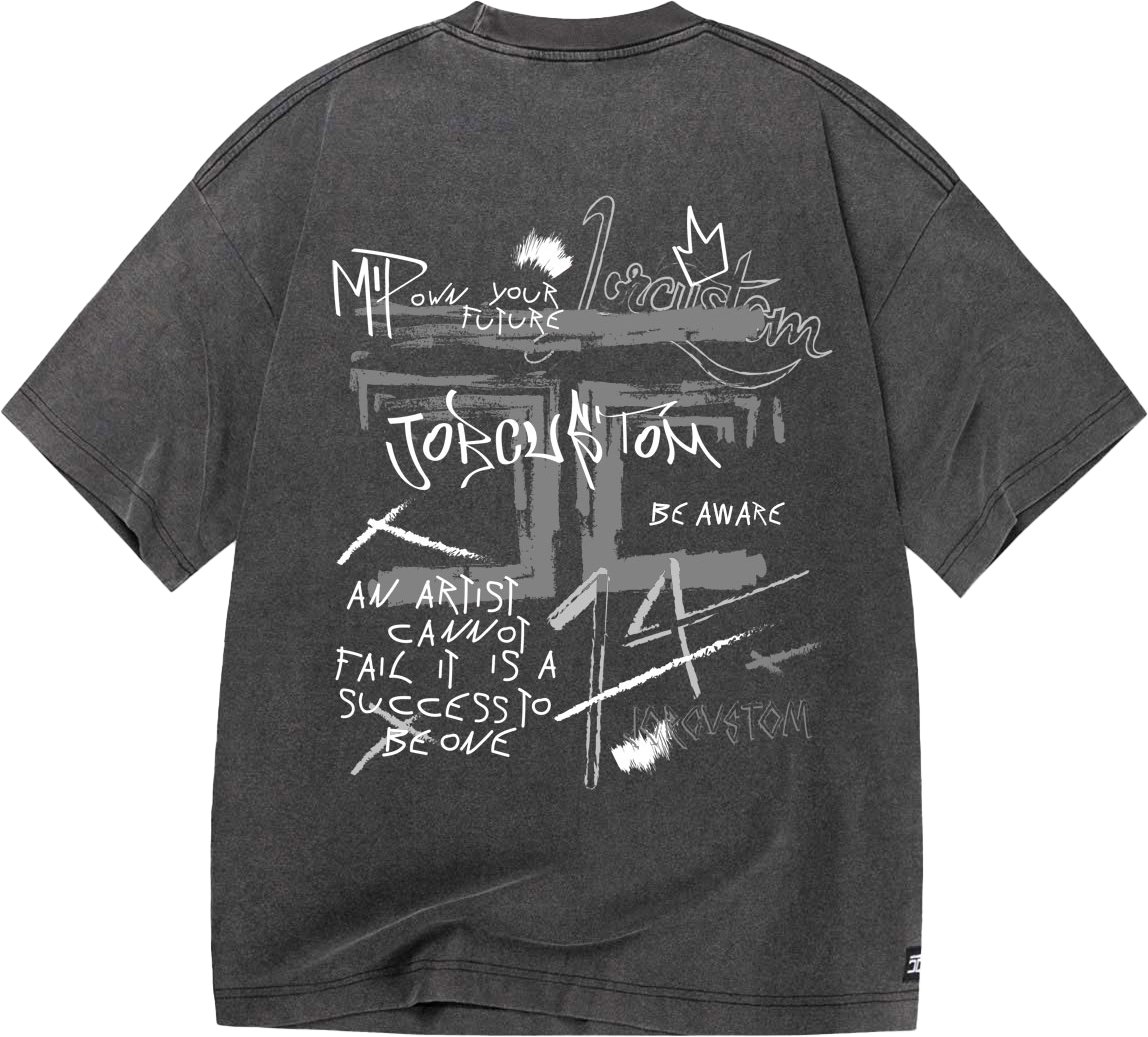 JORCUSTOM Artist Oversized T-Shirt AcidGrey Grijs
