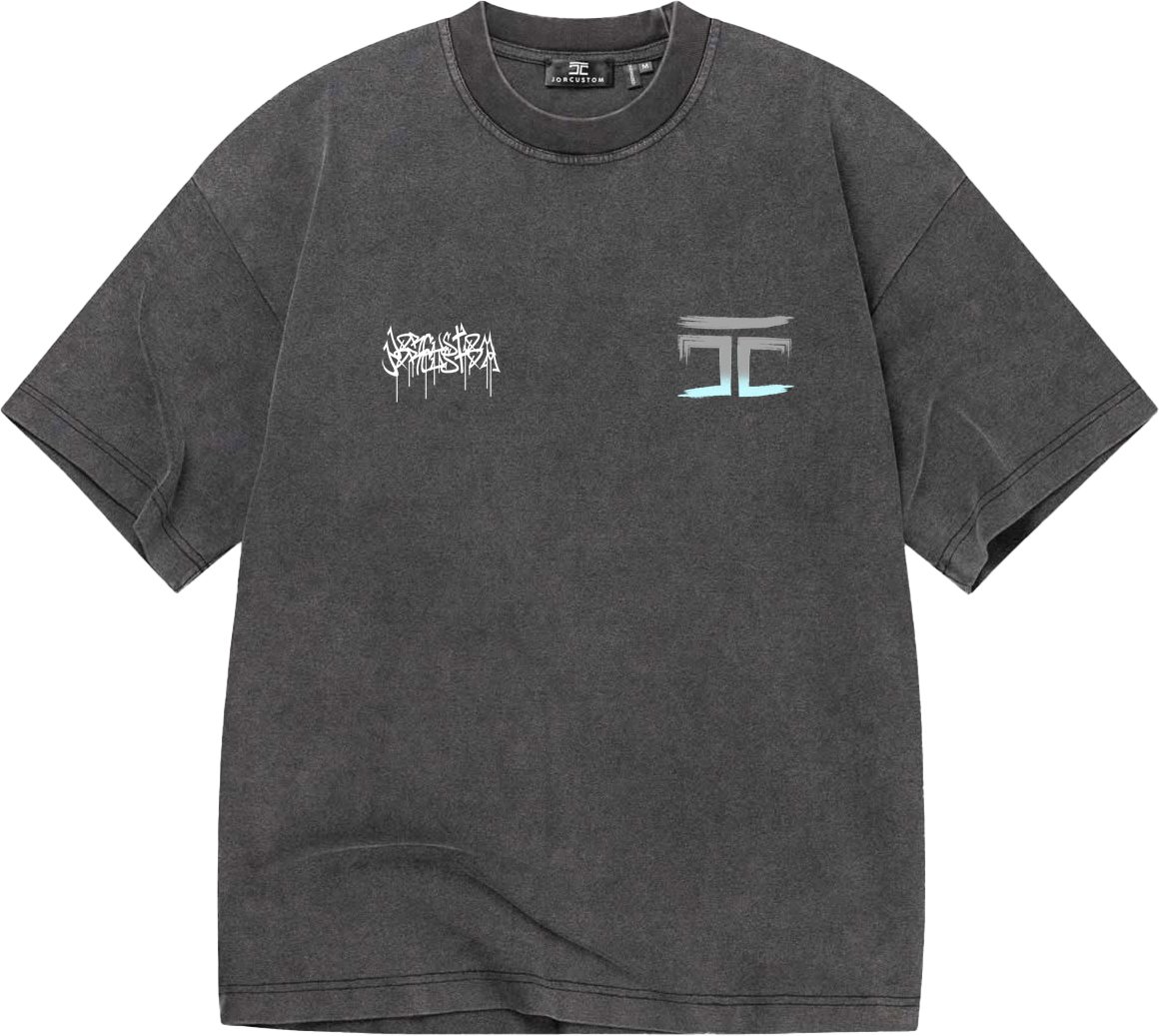 JORCUSTOM Graffiti Oversized T-Shirt AcidGrey Grijs