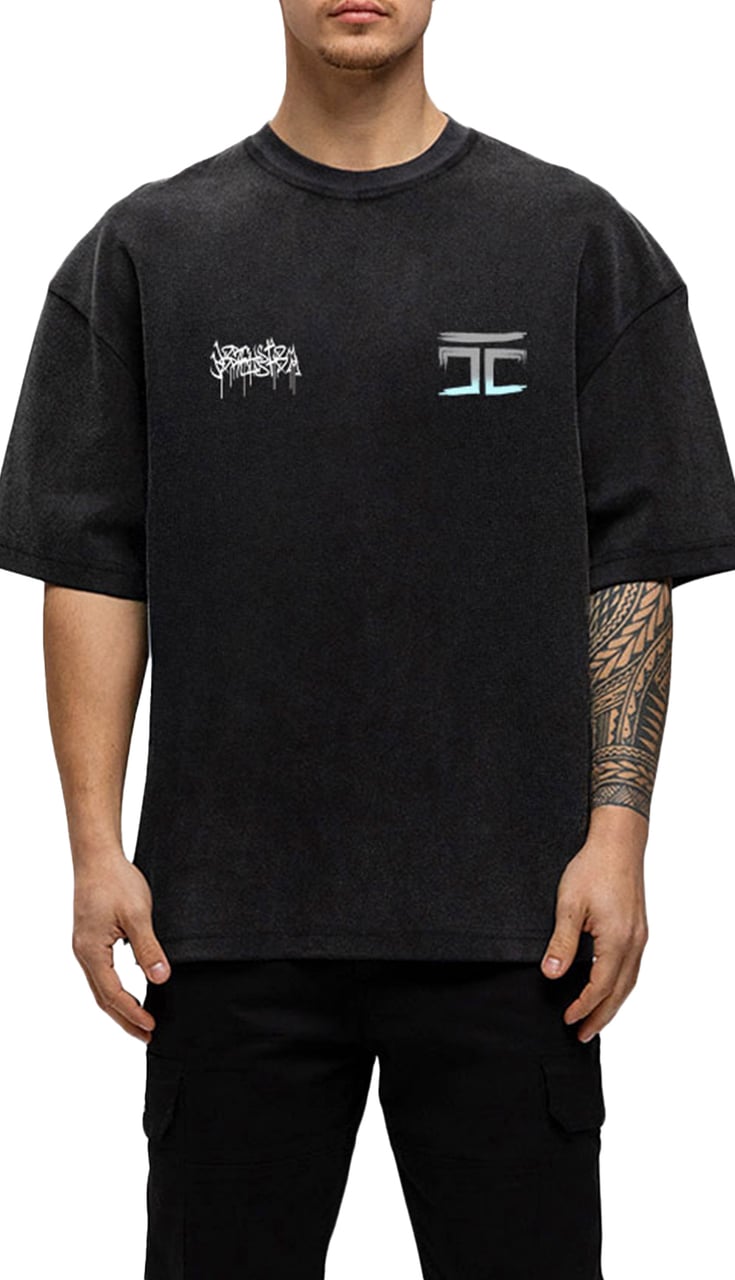 JORCUSTOM Graffiti Oversized T-Shirt AcidGrey Grijs