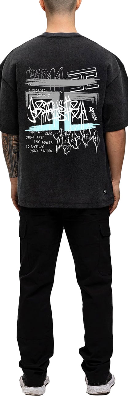 JORCUSTOM Graffiti Oversized T-Shirt AcidGrey Grijs