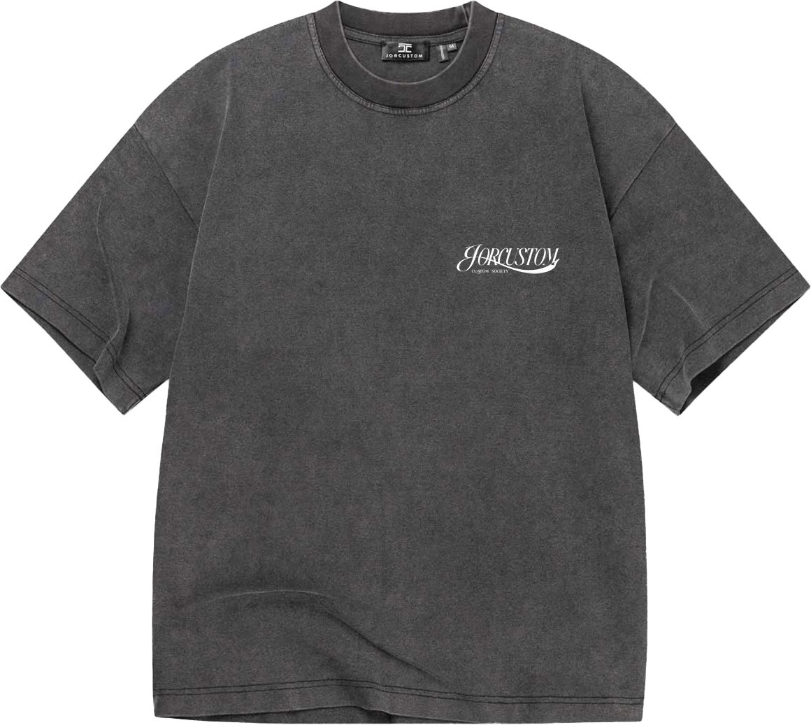 JORCUSTOM Script Oversized T-Shirt AcidGrey Grijs