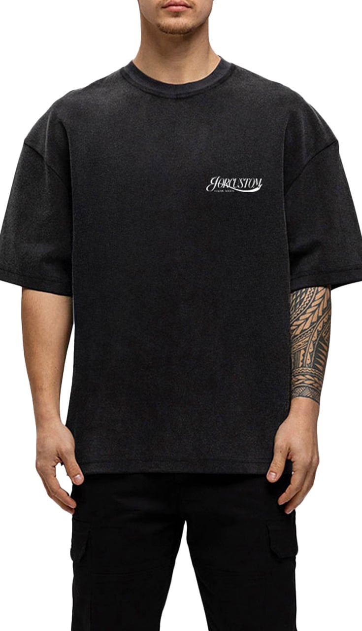 JORCUSTOM Script Oversized T-Shirt AcidGrey Grijs
