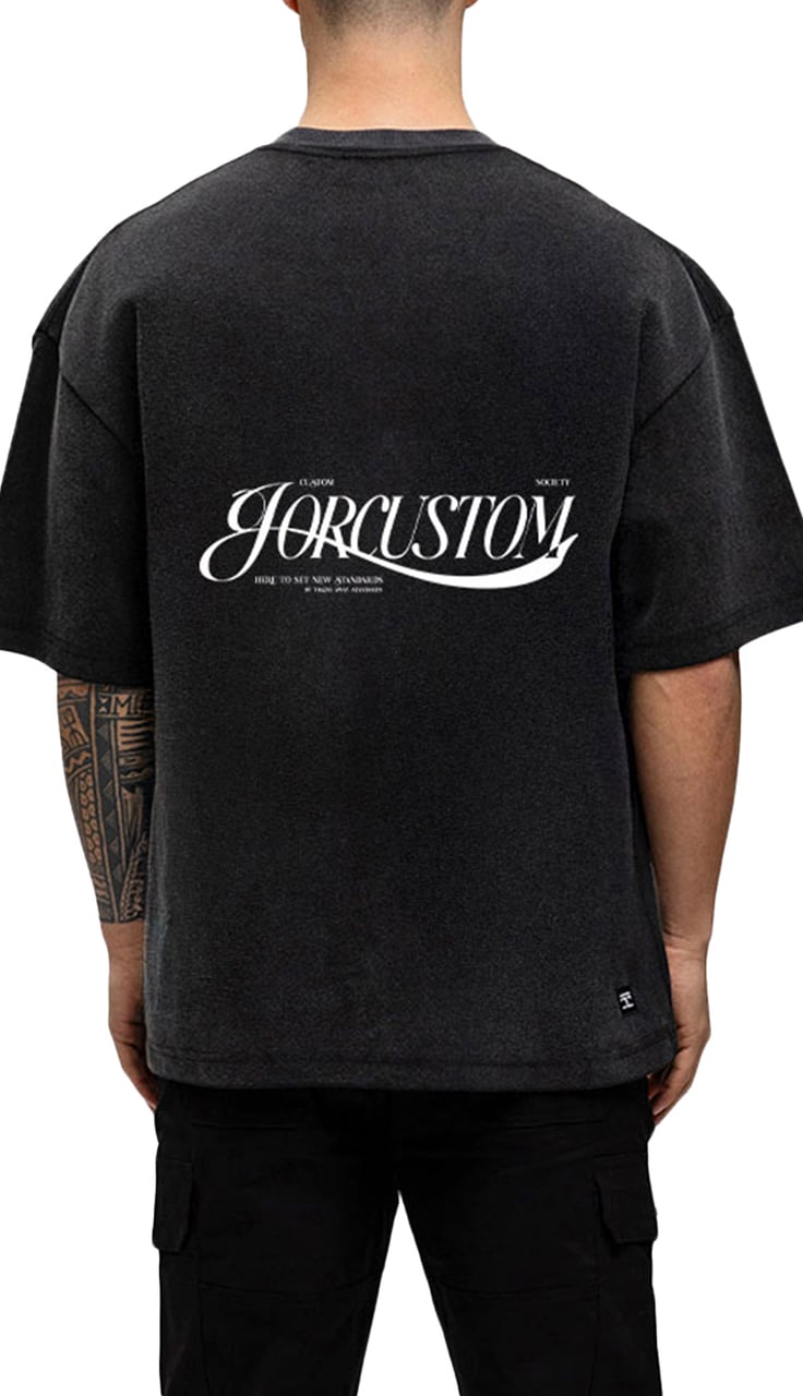 JORCUSTOM Script Oversized T-Shirt AcidGrey Grijs