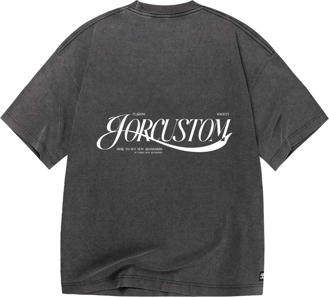 JORCUSTOM Script Oversized T-Shirt AcidGrey Grijs
