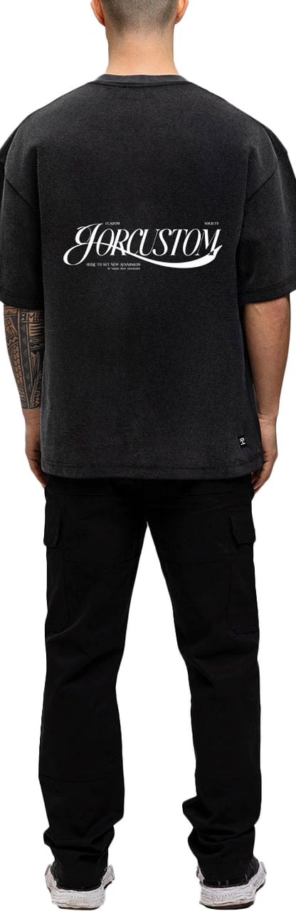 JORCUSTOM Script Oversized T-Shirt AcidGrey Grijs
