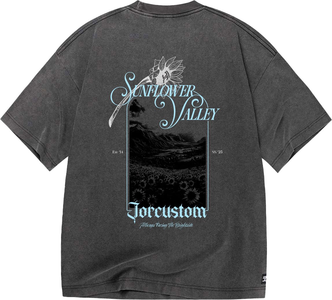 JORCUSTOM Sunflower Oversized T-Shirt AcidGre Grijs